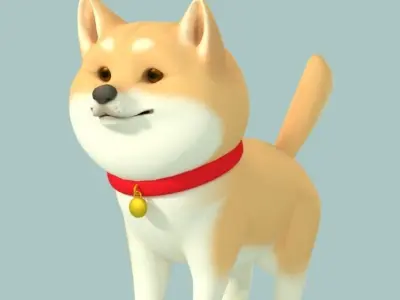 Cartoon Shiba Inu Low-poly 3D model