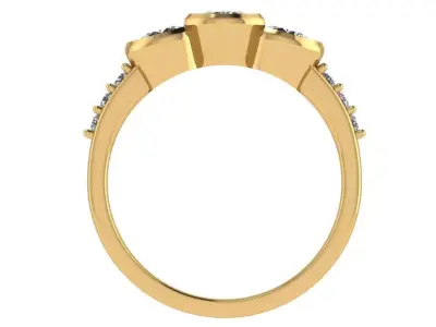 trinity bezel 3 stone ring with pave on shank  3D print model
