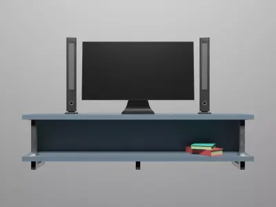 TV on the bedside table 3D model