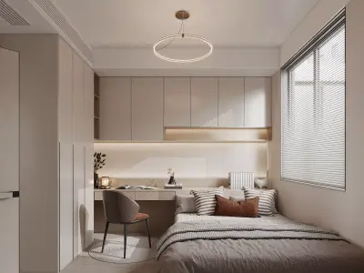 Modern living room dining room interior scenes 317 3D model