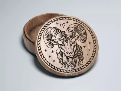 Aries Zodiac Sign V-Carved - Digital Files for CNC Router  3D model