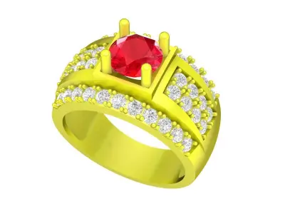 Luxury Ruby Diamond Ring for Women 4947 3D print model