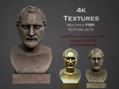 Bust of  Demosthenes Low-poly 3D model