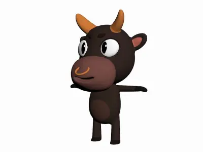 Cartoon Bull Character Low-poly 3D model