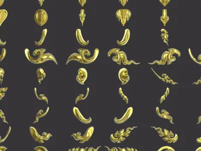 280 Pattern - Lai Thai Decorative 3D Relief Set  for ZBrush-CNC 3D model
