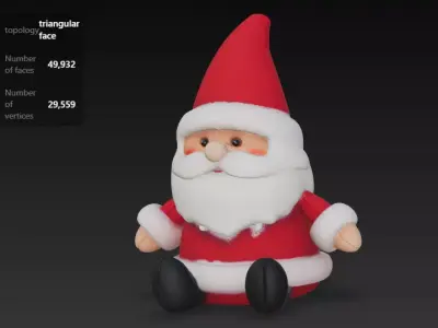 Santa Plush Figurine Low-poly 3D model