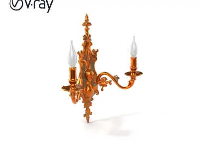 Ancient Castle Wall Sconce with Gilded Floral Motifs model pack Low-poly 3D model