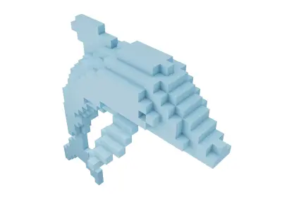 Voxel Dolphin v1 002 Low-poly 3D model