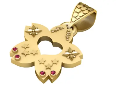 FLOWER SHAPE HEART PENDANT 3D PRINTABLE MODEL  3D print model