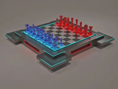 3D Chess Future Low-poly 3D model
