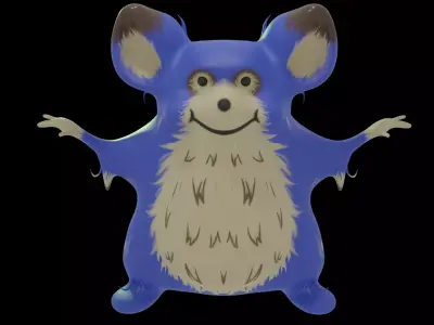 Blue monkey toon style 1  Low-poly 3D model