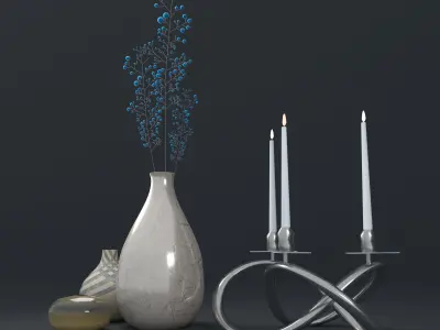 Vases and CandleHolder 3D model