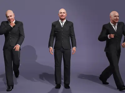 Realistic Bald Western Male Character 3D Model Jeff Bezos Amazon 3D model