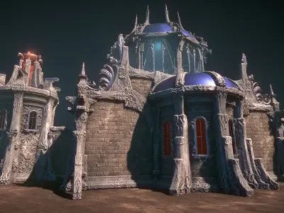 Desert temple constructor Low-poly 3D model