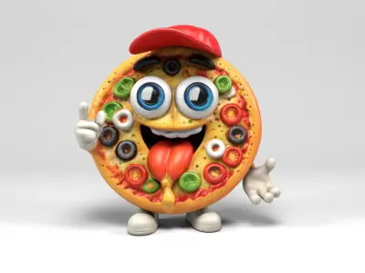 Pizza character Low-poly 3D model