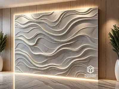 Modern 3D CNC Wall Panel Decorative Wall Art 01 3D model