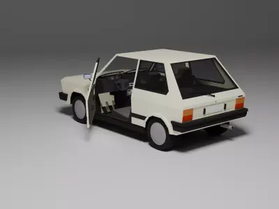 Low Poly 1980s Compact Hatchback 3D Model Car12 Low-poly 3D model