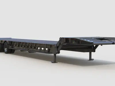 Oilfield Scissor Neck Tri-Axle Quad-Axle and Penta-Axle Trailers Low-poly 3D model