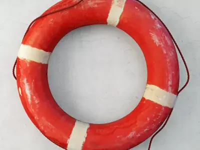 1950s Deep Orange and White Life Preserver 3D model