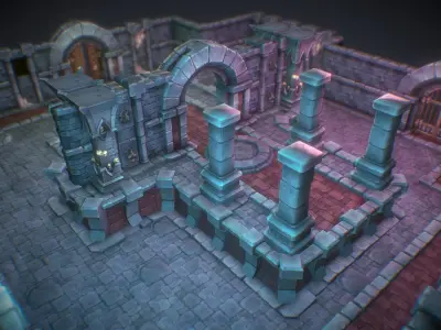 Dungeon Starter Set - Low Poly Hand Painted Low-poly 3D model