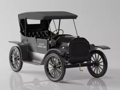Ford T 1915  NYPD Police Patrol 3D Model Game Ready 4K PBR Low-poly 3D model