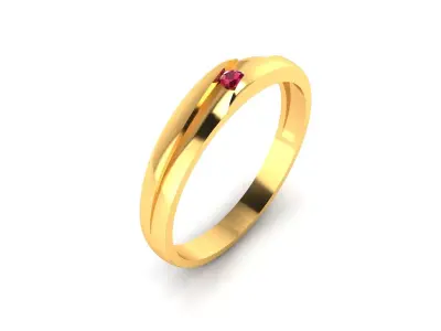 Band 3dm Render Details gold ring with ruby stone 3D print model