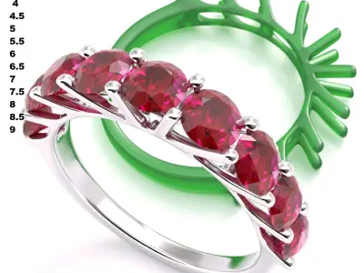 Round stone diamond engagament ring set 3D Model Pack