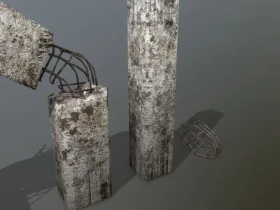 old concrete pole Low-poly 3D model