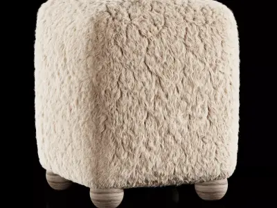 L Enchere Square Wool Ottoman 3D model