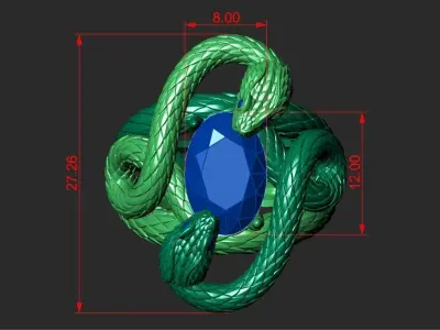 A RING WITH TWO SNAKES 3D print model