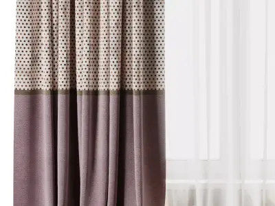 Curtain with rod 39 pink patterned curtain HBH Low-poly 3D model