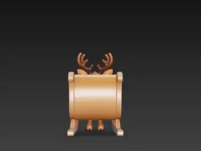 3D Christmas Sleigh with Reindeer Model 3D print model