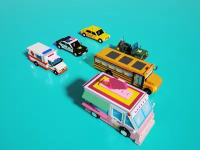 6 Voxel Vehicles Pack  3D model