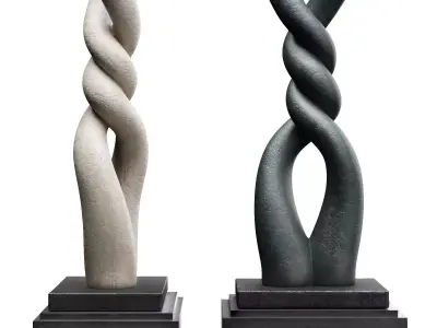 Twisted knot sculpture Low-poly 3D model
