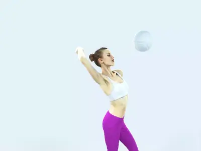 Beauty 17H Jumping Smashing Sports Volleyball Woman Low-poly 3D model