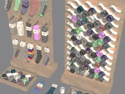 Folded Socks Calcetines Doblados Rack Display 3D model