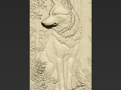 Wolf Sitting A84 3D print model