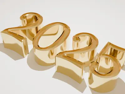 3D 2025 Year Numbers - Celebratory Design  Low-poly 3D model