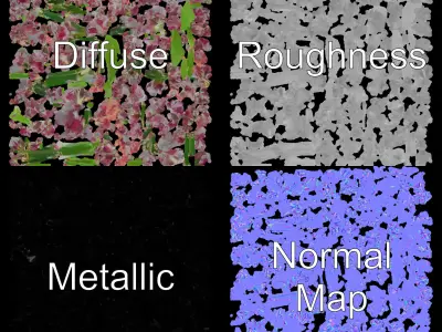 Purple Flower Model Pack with Detailed Textures Low-poly 3D model