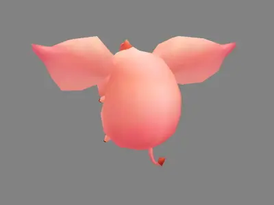 Cartoon piggy - Flying Pig Low-poly 3D model
