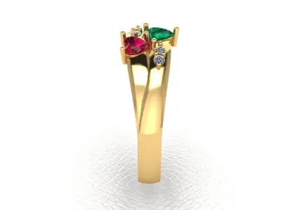 Ring 2 Hearts Free 3D print model