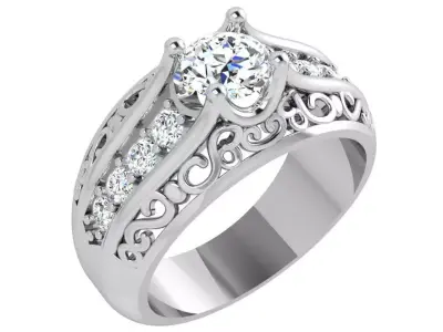 Round Diamond Engraving Ring 4332 3D print model