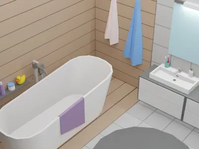 Bath Room 11  Low-poly 3D model