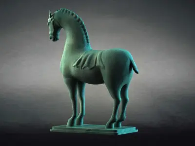 Carving Horse And Marble Stone Horse   3D model
