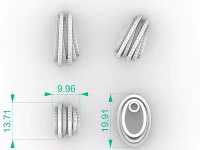 Luxury Multi Ring Diamond Pendant 3D print model