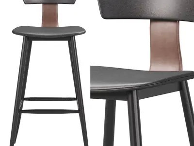 Semi bar chair ANT black 3D model