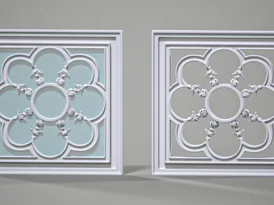 Highpoly Square Gothic Window Type6 3D model