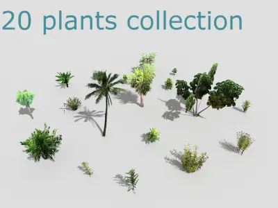 low poly foliage pack Low-poly 3D model