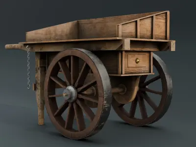 Old Cart Low-poly 3D model