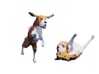 Beagle Dogs Pack Low-poly 3D model
